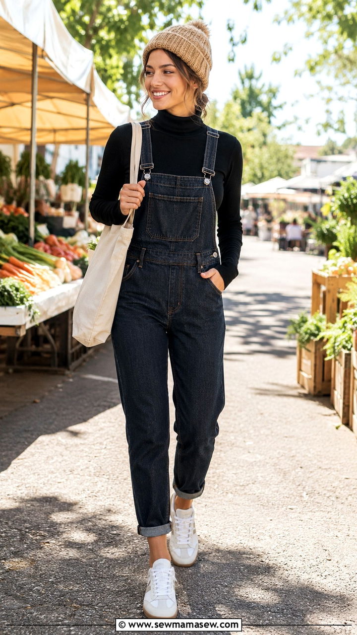 Turtleneck with overalls and sneakers - 30 How to style a turtleneck