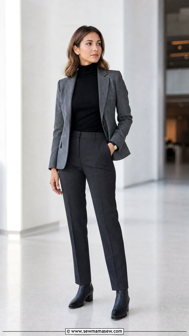 Turtleneck with tailored trousers and blazer - 35 Medical conference outfit ideas