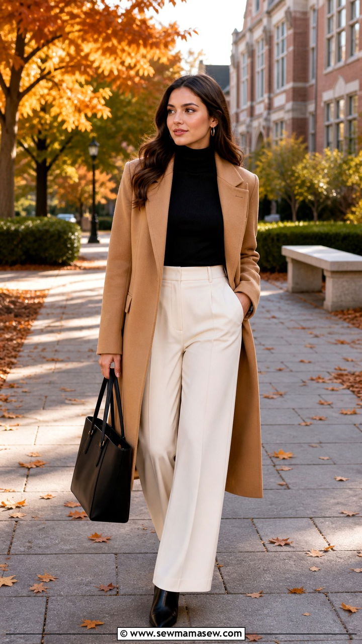 Turtleneck with wide leg trousers outfit - 40 school outfits