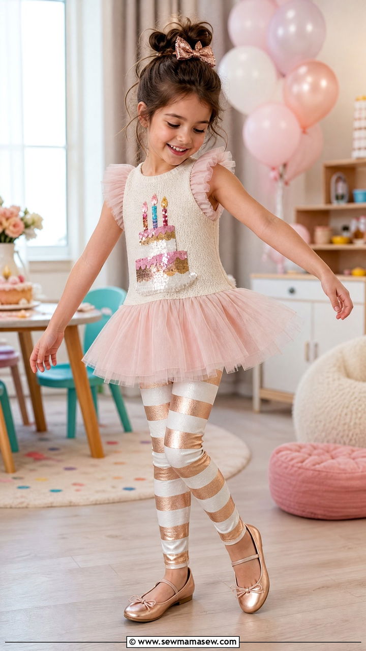 Tutu Top and Leggings Birthday Set for Girl - 30 Kids birthday outfit ideas