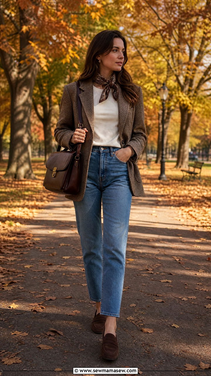Tweed Blazer With Straight Leg Jeans Outfit - 25 Old money outfit ideas Ralph Lauren