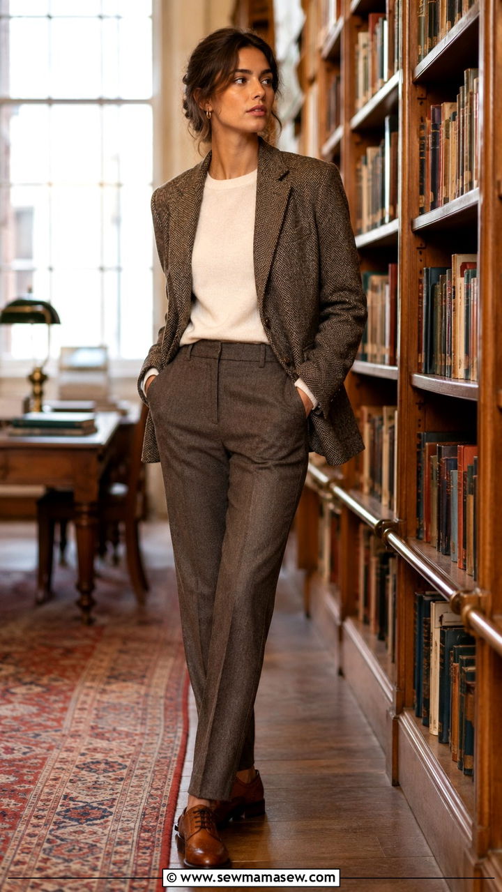Tweed Blazer With Wool Trousers - 25 Androgynous outfit ideas