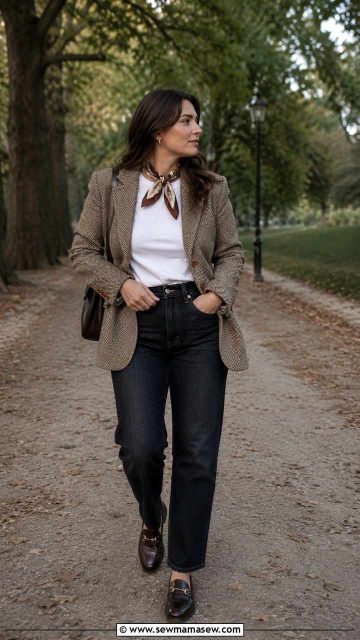 Tweed Blazer and Dark Denim Outfit - 30 Old money outfits for curvy women