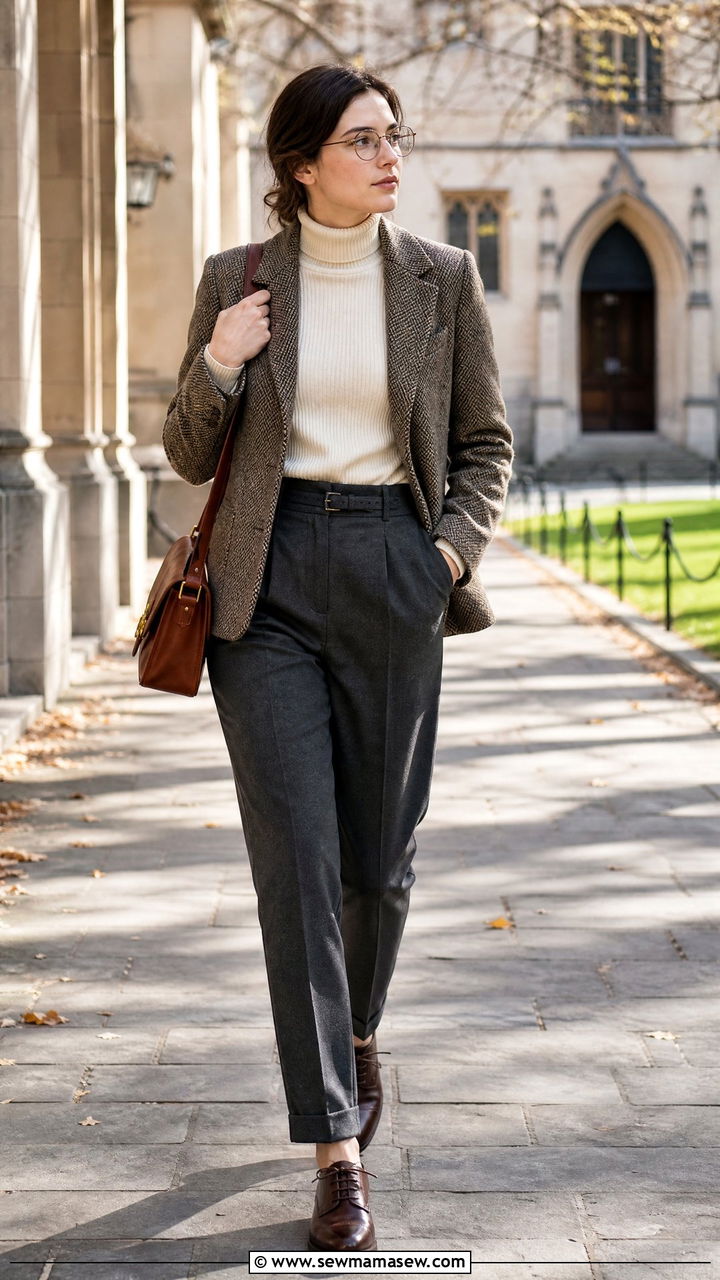 Tweed Blazer and Trousers Librarian Outfit - 25 librarian core outfits inspo