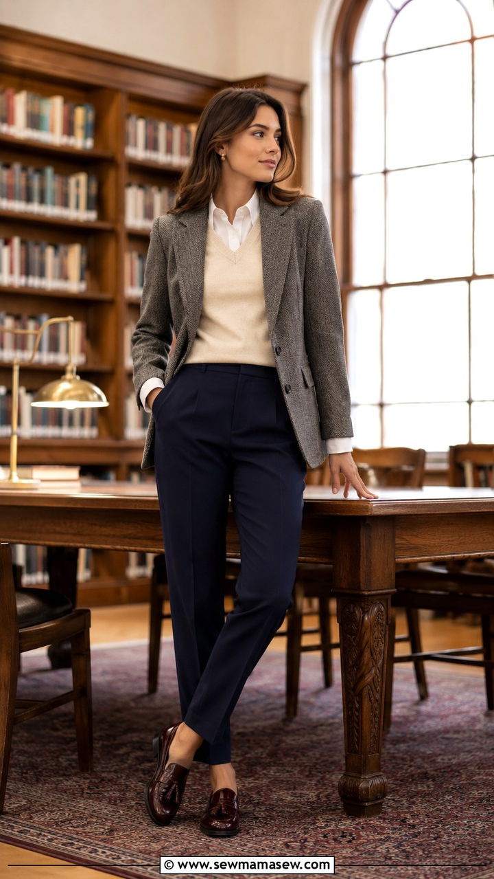 Tweed Blazer as a Matching Suit With Loafers - 20 Tweed blazer outfit ideas with loafers