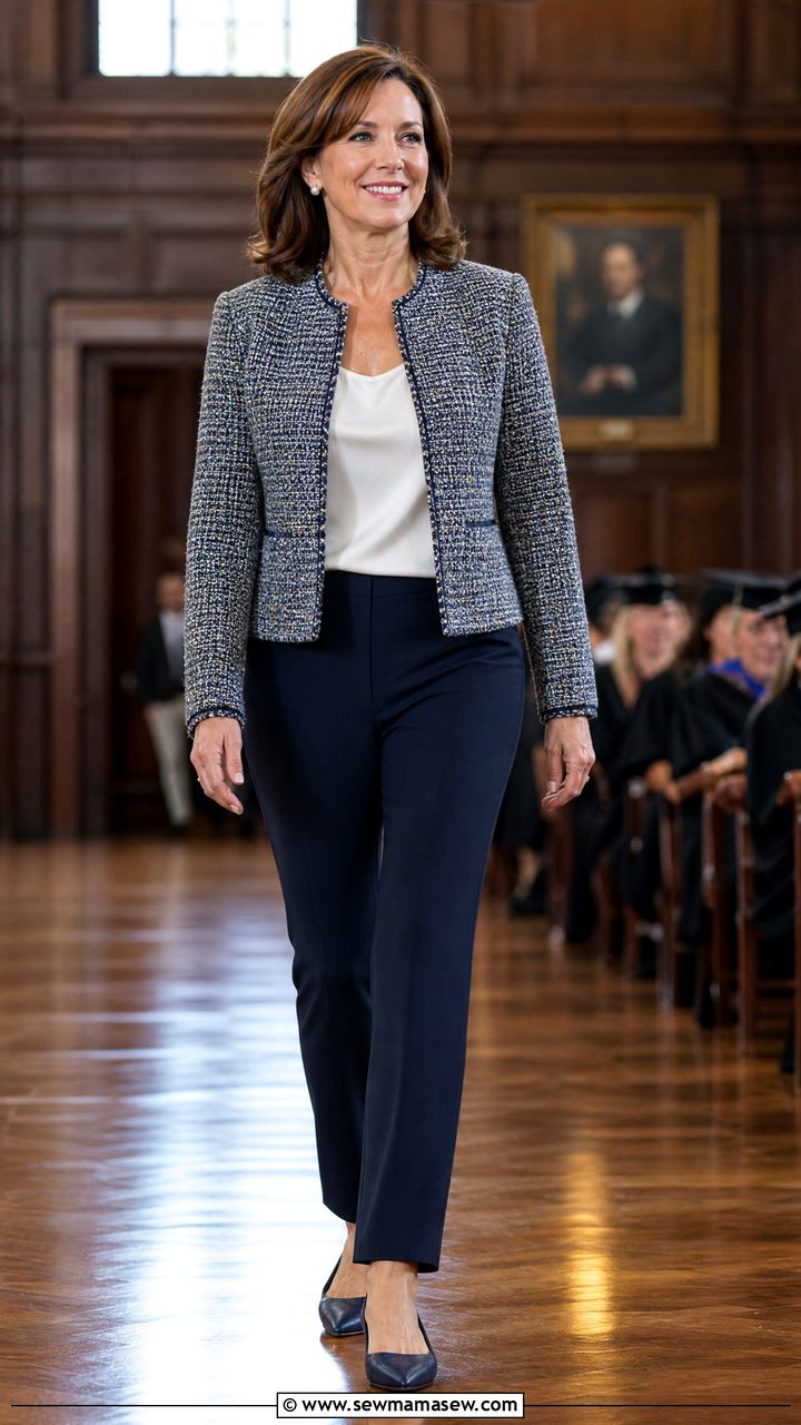 Tweed Jacket With Trousers For Graduation - 35 Graduation outfits for women over 40