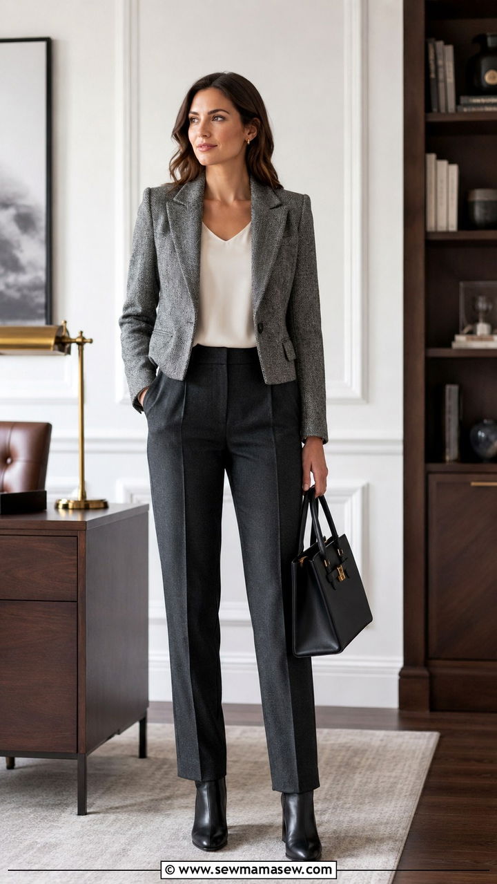 Tweed Jacket with Wool Blend Trousers - 30 interview outfit ideas for women
