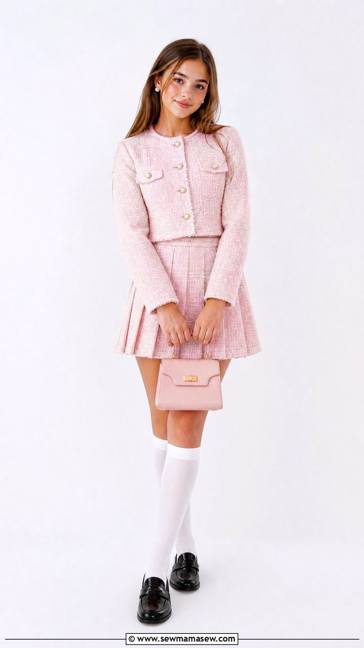 Tweed Skirt Suit Set Outfit - 25 Preppy outfits for teens