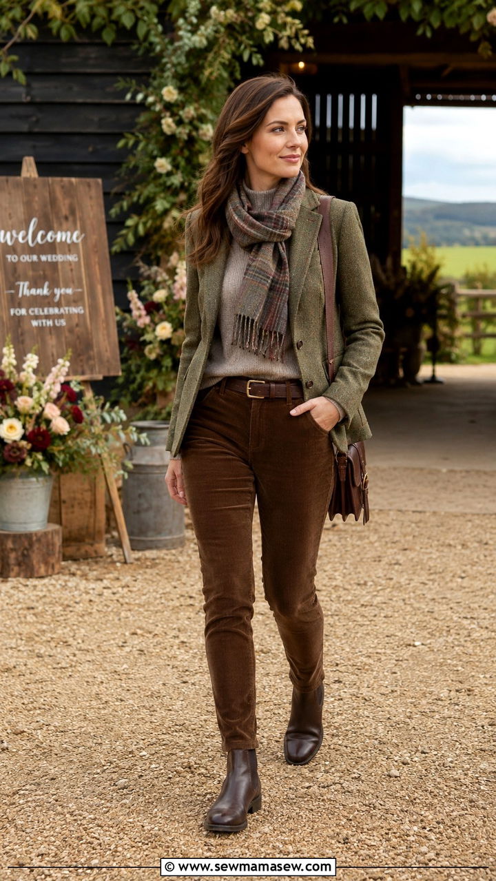 Tweed blazer and corduroy trousers - 30 Tweed blazer outfit ideas for a wedding