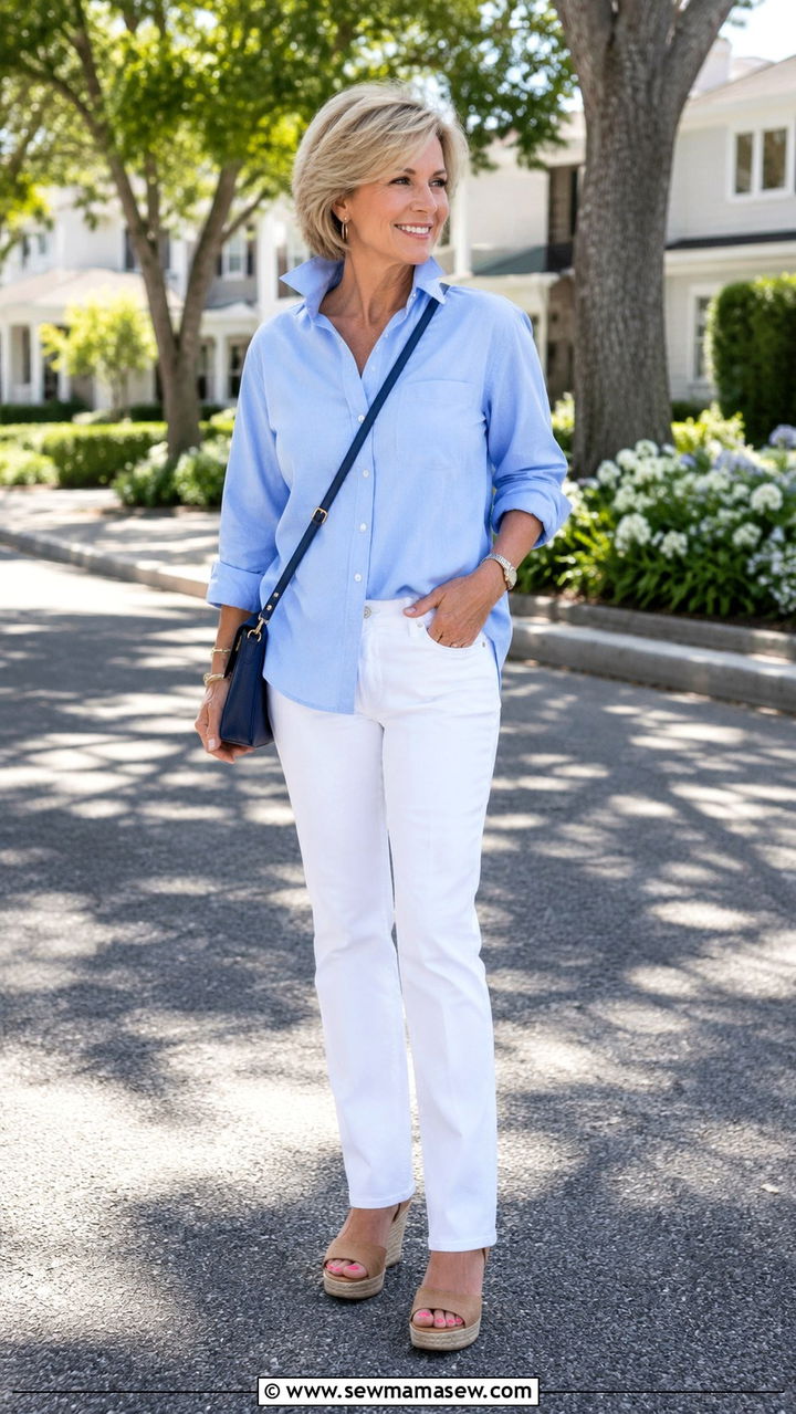 Tweed blazer with bootcut jeans outfit over 50 - 30 Midsize outfits for women over 50