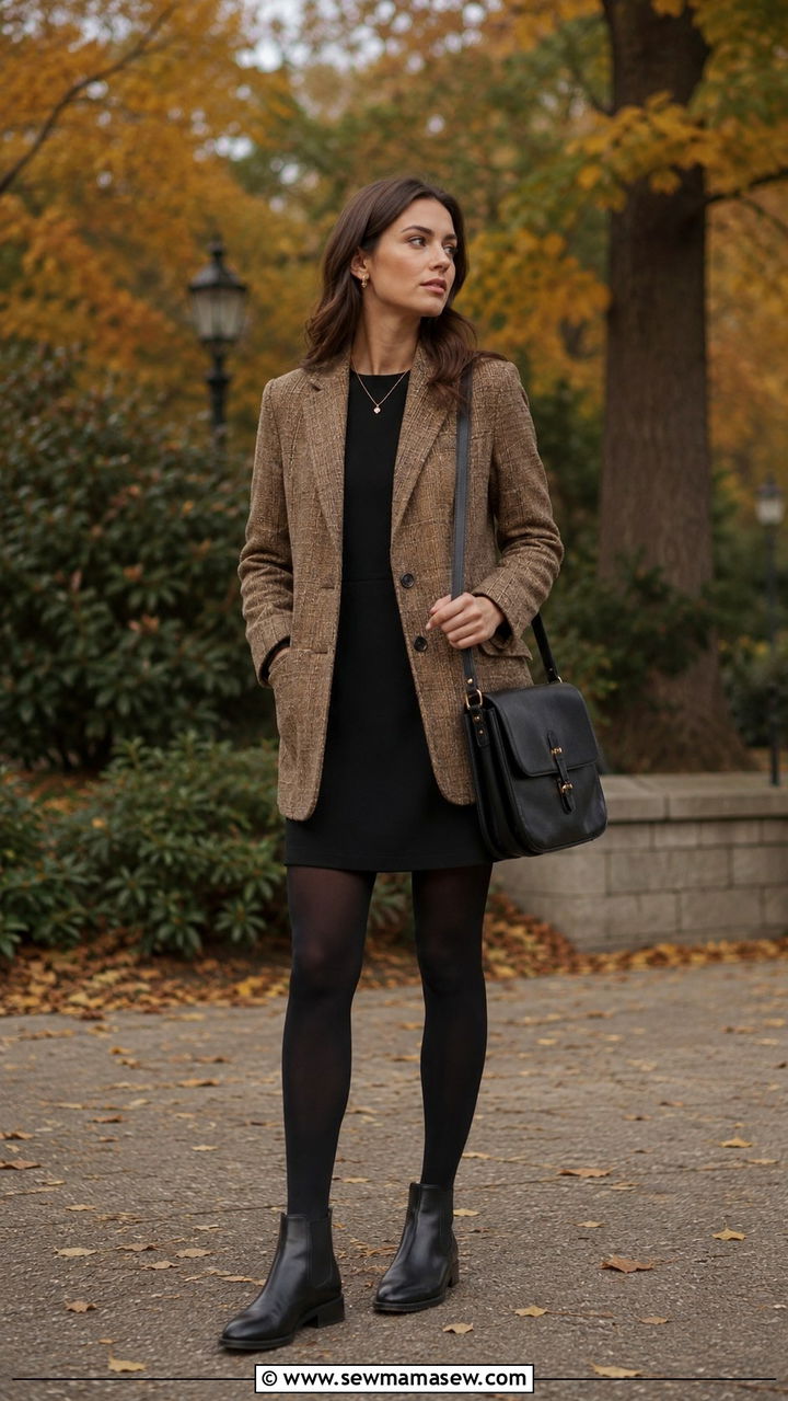 Tweed blazer with shift dress outfit - 25 Shift dress outfit ideas with a blazer