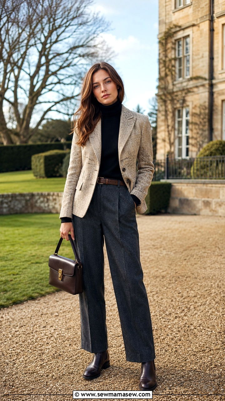 Tweed jacket and wool trousers - 25 Old money outfit ideas on Amazon