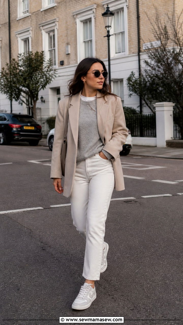 Tweed jacket with dark jeans and Chelsea boots - 40 London outfit ideas