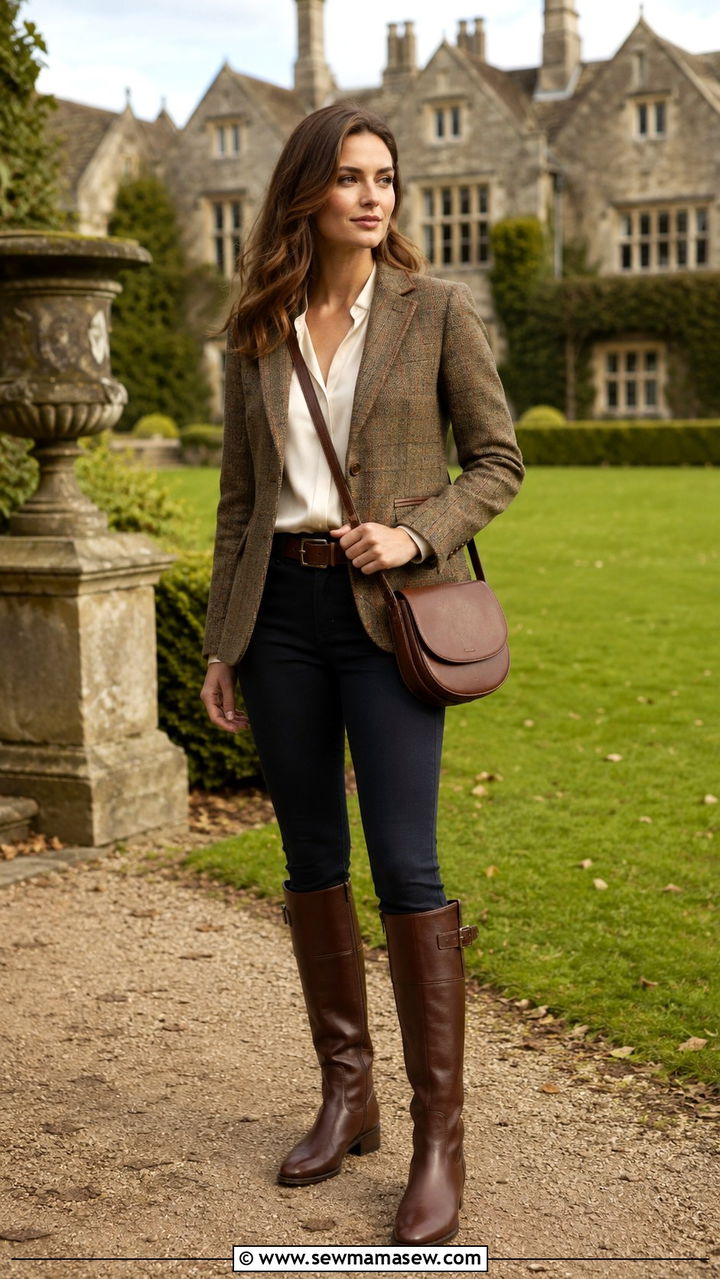 Tweed jacket with riding boots outfit - 30 Old money outfit ideas 2026