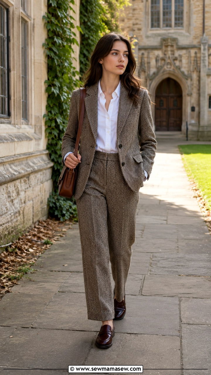 Tweed suit with loafers outfit - 25 Tweed matching set outfit ideas