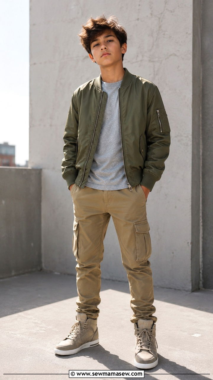 Tween Boy Bomber Jacket and Cargo Pants - 20 Tween outfit ideas for boys 2026