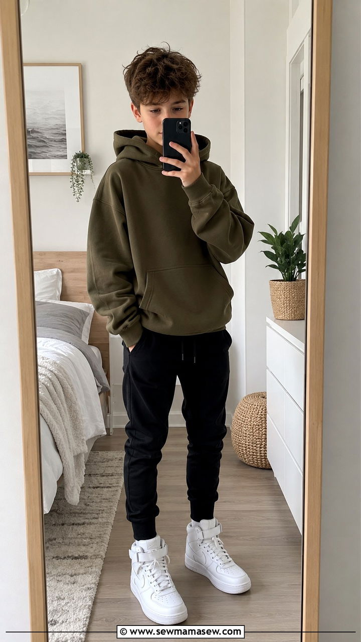 Tween Boy Hoodie and Joggers Outfit - 20 Tween outfit ideas for boys 2026