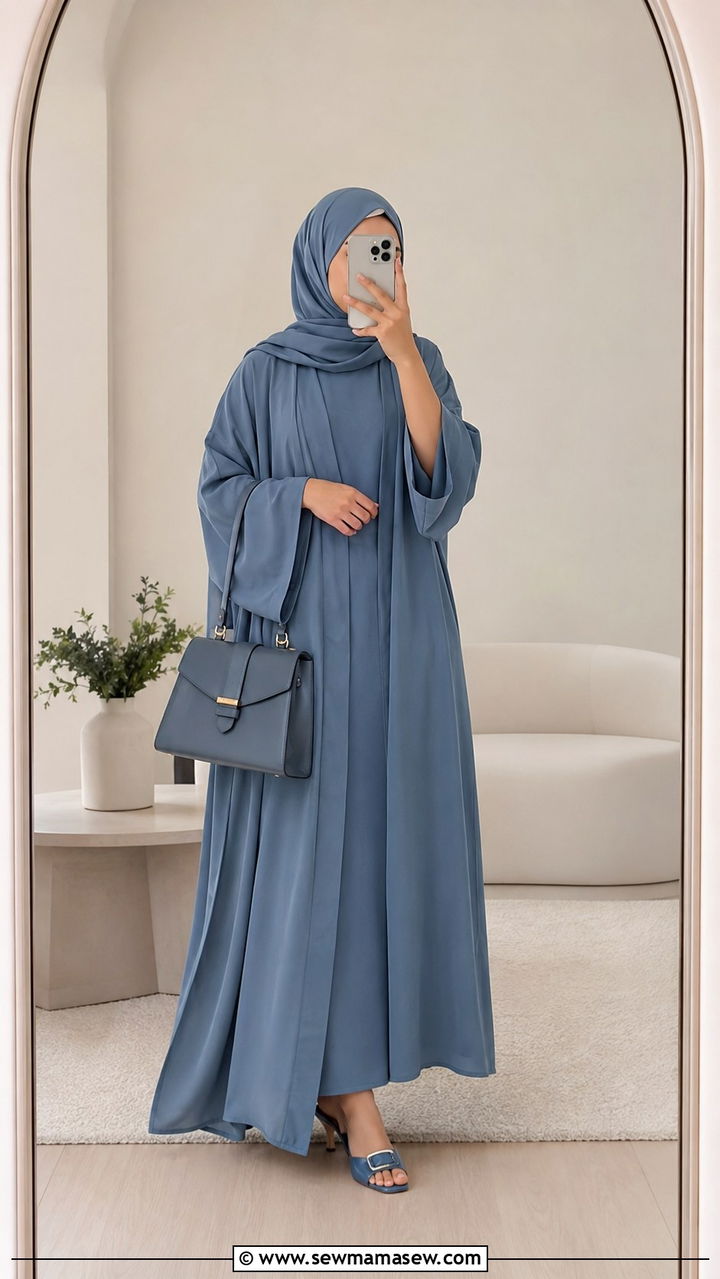 Two Piece Abaya Set With Mules - 30 Modest outfit ideas with abaya
