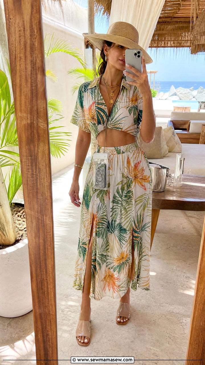 Two Piece Beach Club Set With Slides Mexico Resort Look - 35 Mexico vacation outfits