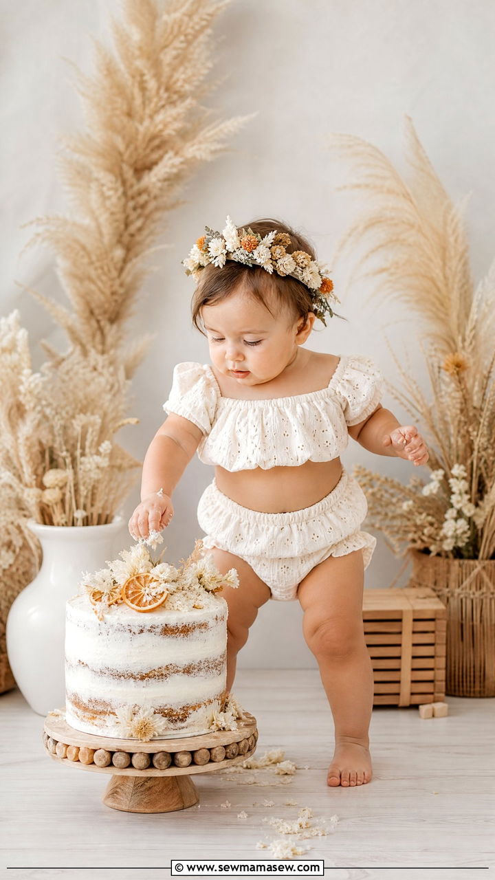 Two Piece Boho Top and Bloomers Cake Smash Outfit - 25 Cake smash outfit ideas