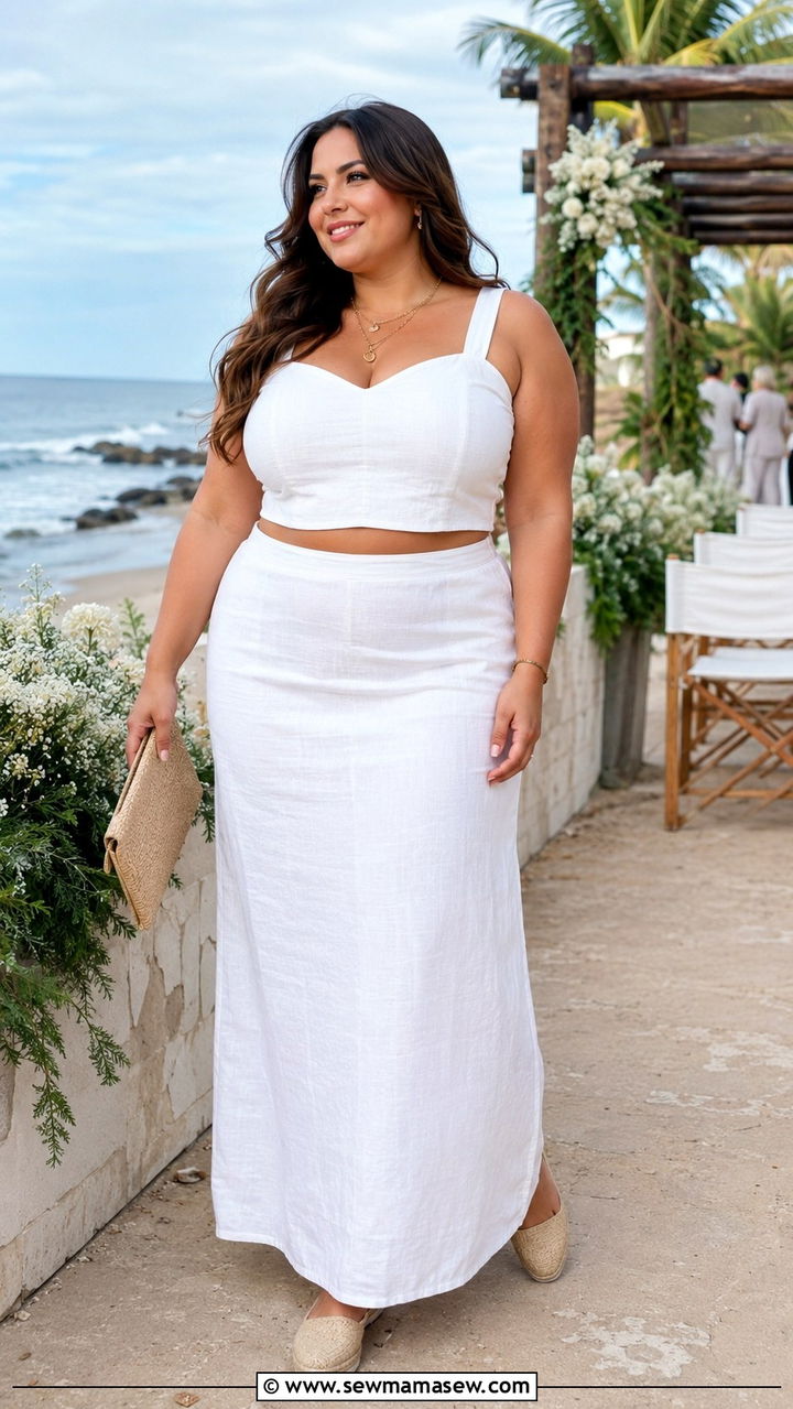 Two Piece Crop Top and Maxi Skirt Set - 30 Plus size outfit ideas for graduation