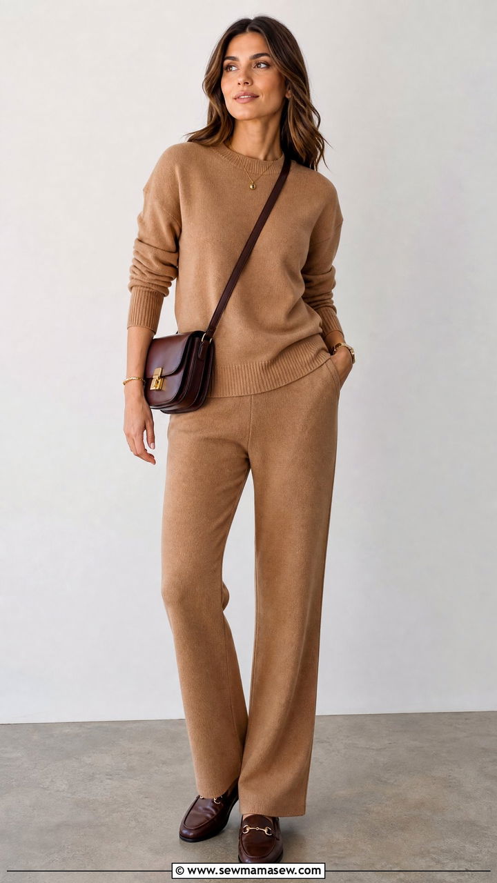 Two Piece Knit Set With Loafers Outfit - 30 classy transitional outfits