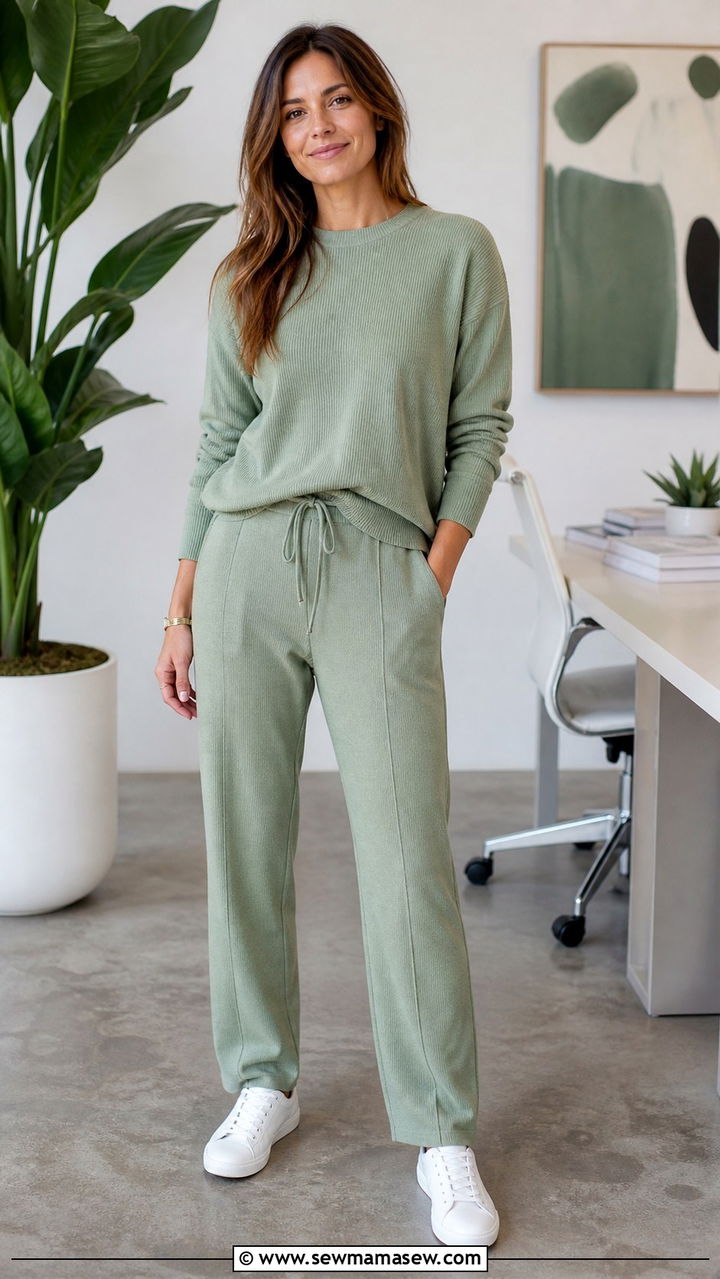 Two Piece Knit Set With Minimal Sneakers - 40 casual work outfits