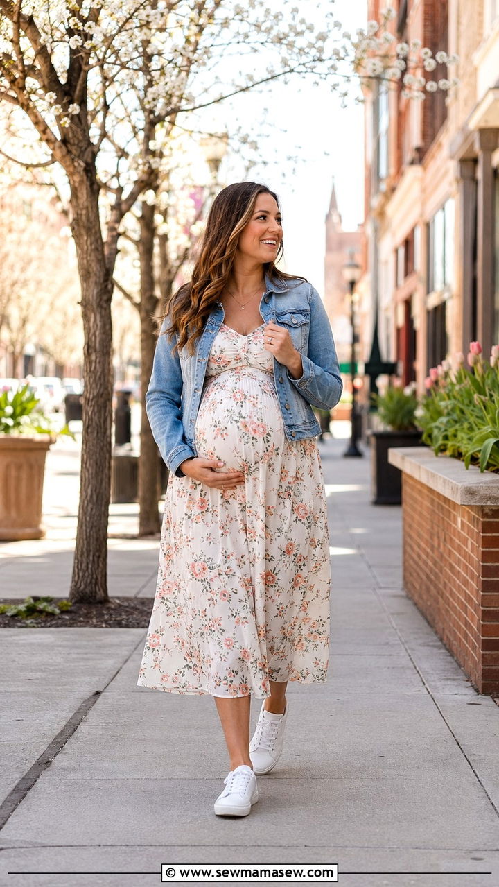 Two Piece Knit Set With Strappy Heels - 30 Spring maternity photo outfits