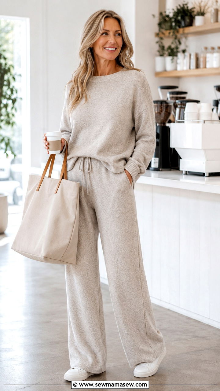 Two Piece Knit Set with Sneakers Tall Women Over 40 - 30 Tall outfits for women over 40