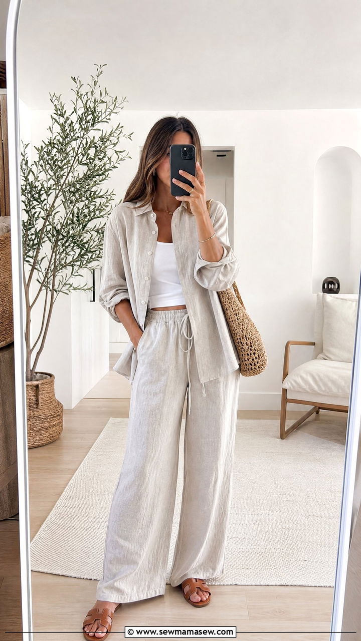 Two Piece Linen Set - 30 cute spring to summer outfits