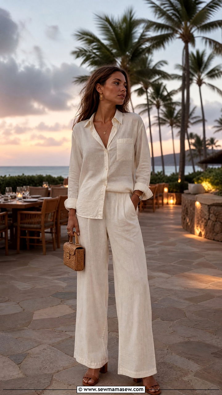 Two Piece Linen Set For Kauai Resort Dinner - 25 Kauai outfit ideas