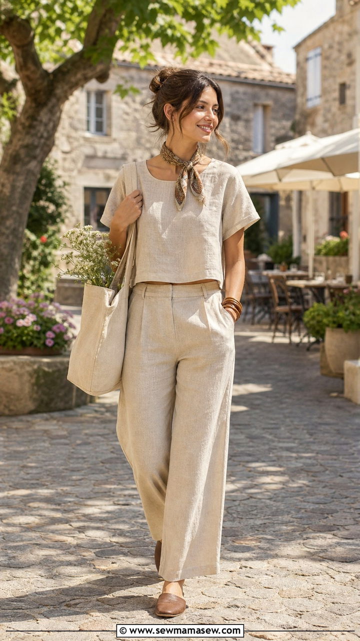 Two Piece Linen Set - 40 summer cottagecore outfits