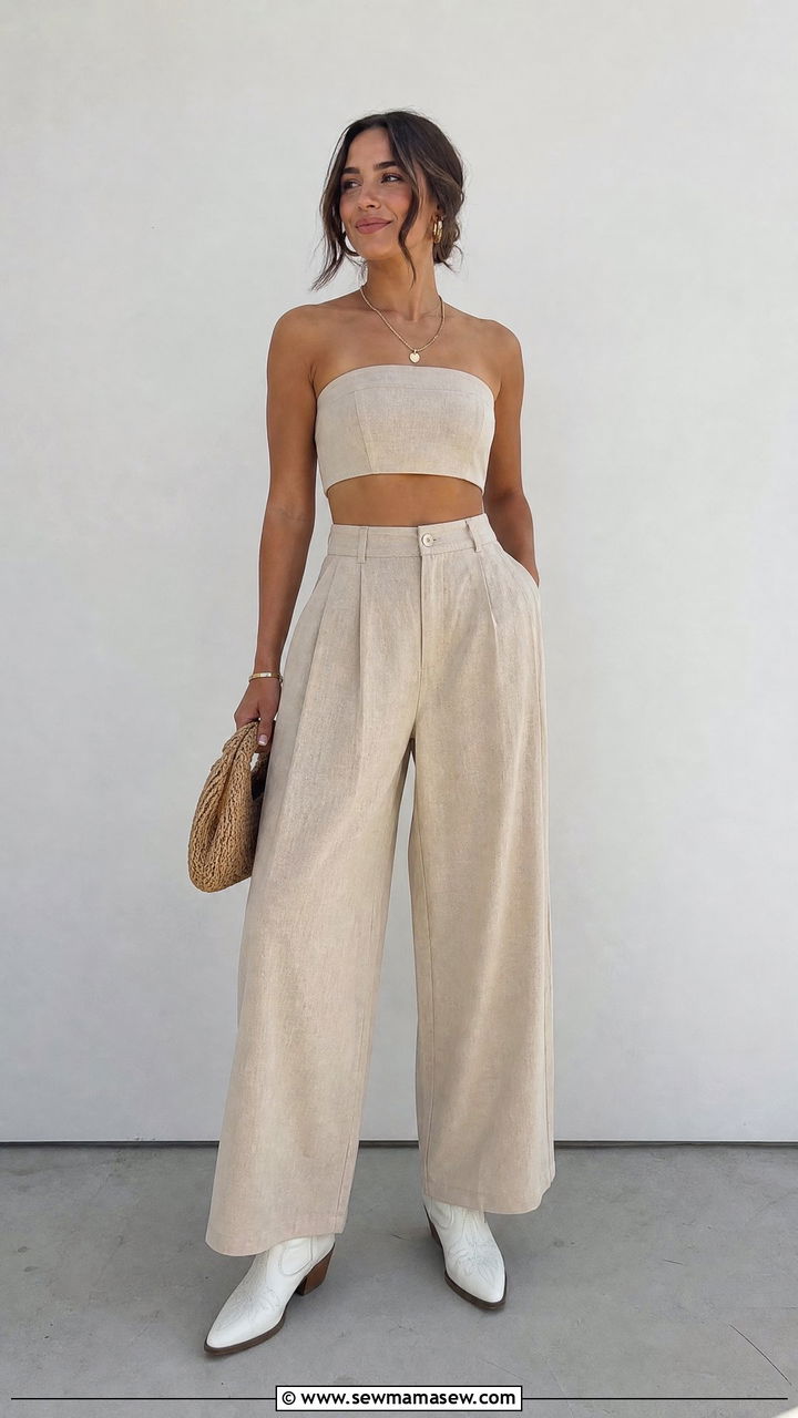 Two Piece Matching Set With Cowboy Boots - 30 Summer outfits with cowboy boots
