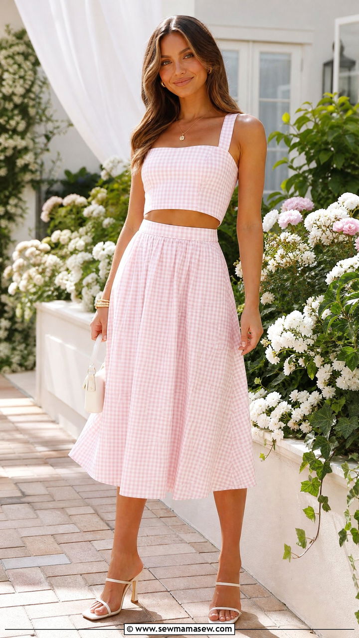 Two Piece Matching Set With Heeled Sandals - 40 Spring photoshoot outfits