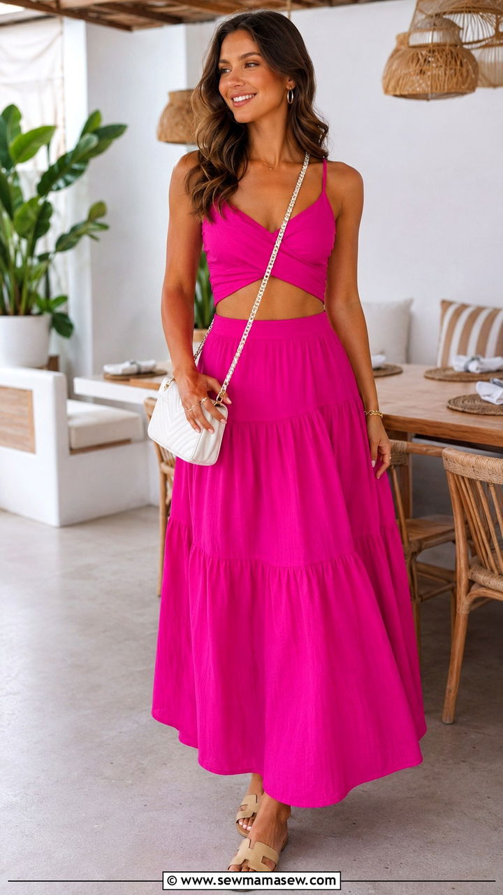 Two Piece Matching Set and Sandals Brunch Outfit - 25 seasonal brunch outfit ideas