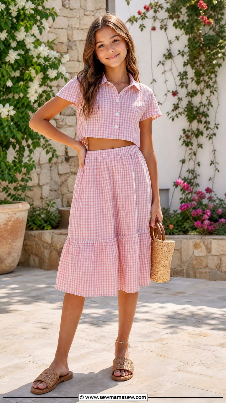 Two Piece Matching Set and Sandals Outfit - 30 Tween outfit ideas aesthetic