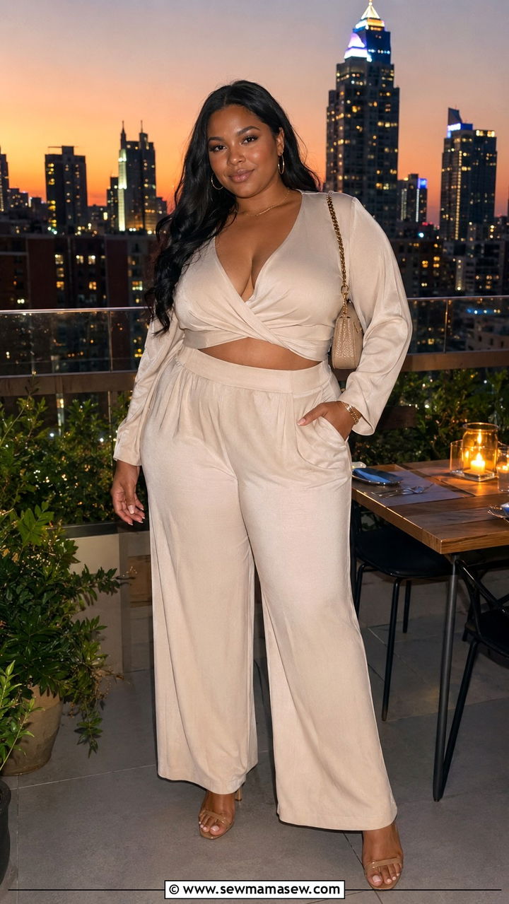 Two Piece Matching Set for Dinner - 30 plus size dinner outfit ideas
