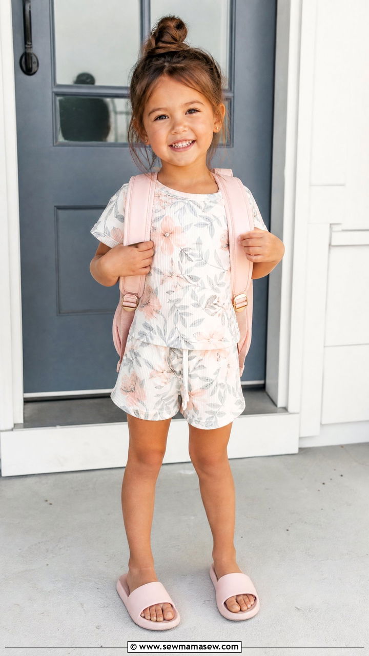 Two Piece Matching Set with Sandals - 25 First day of preschool outfit ideas