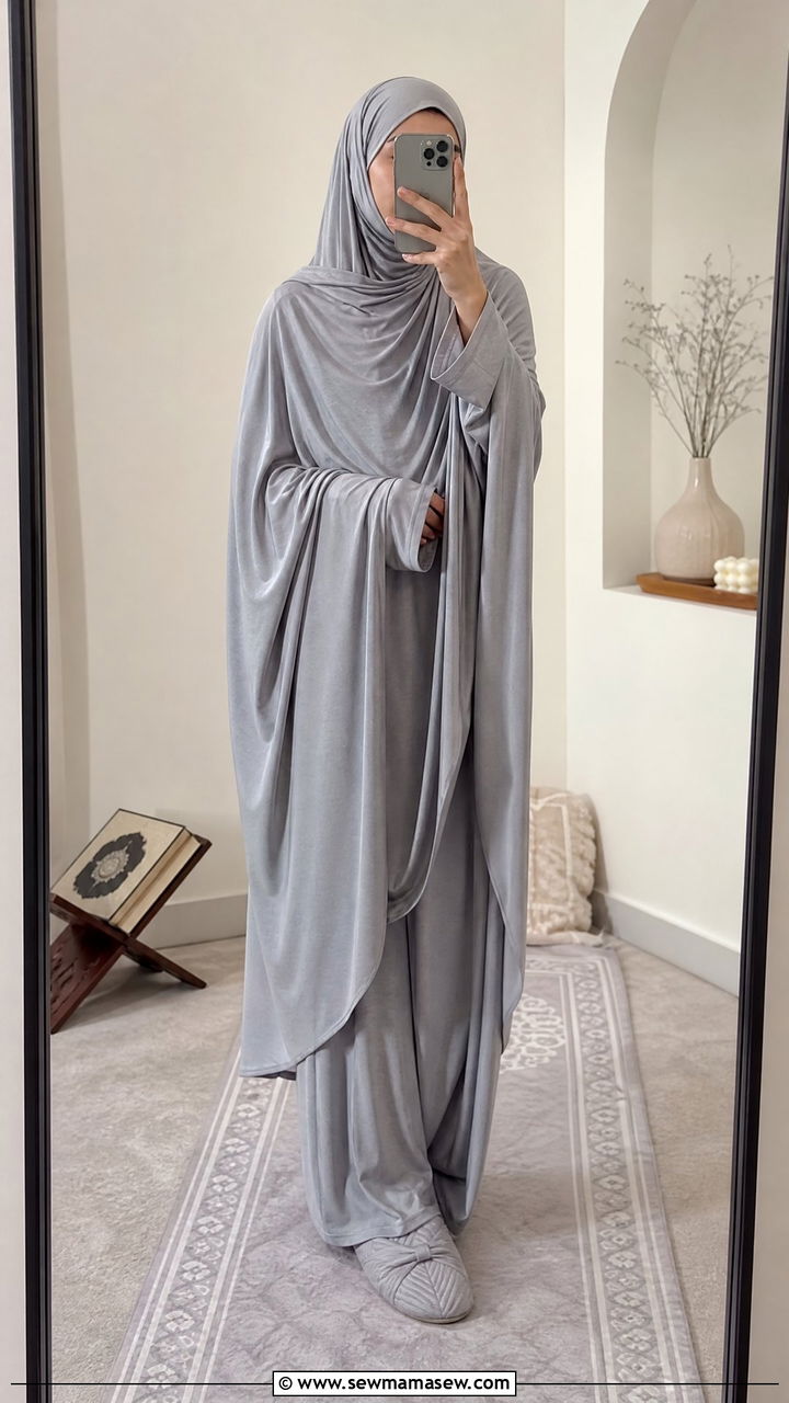 Two Piece Prayer Set With Matching Hijab - 30 Ramadan outfit ideas modest
