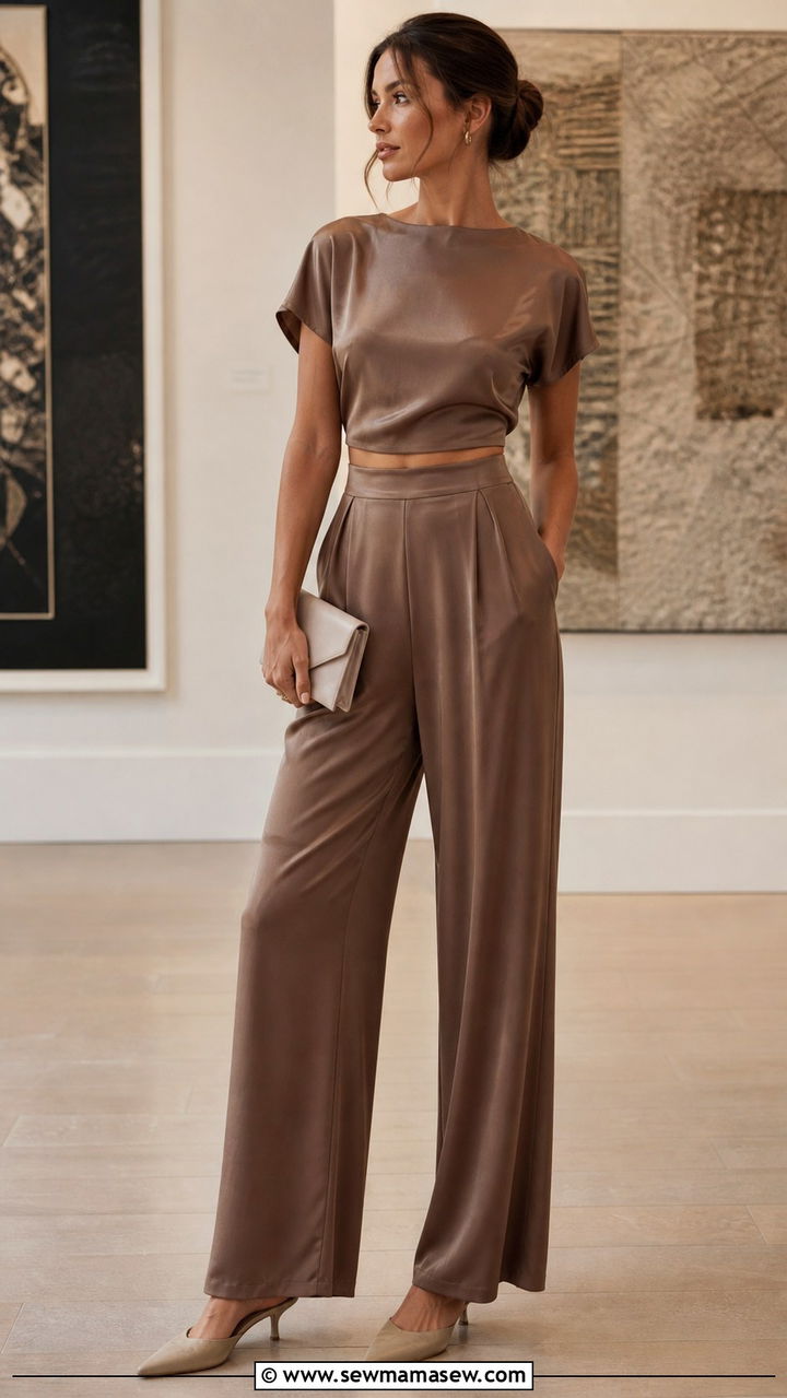Two Piece Set with Mules and Clutch Outfit - 40 What to wear in London
