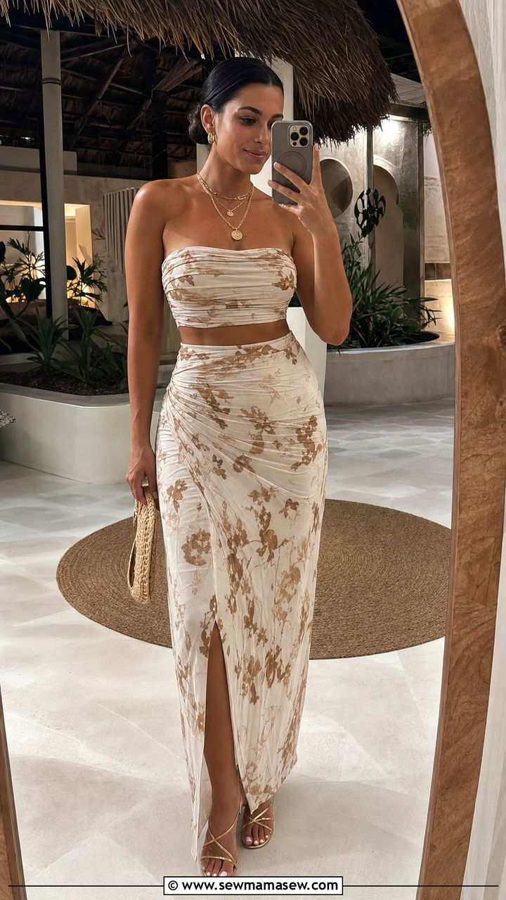 Two Piece Skirt Set With A Cropped Top - 25 Cute outfits for hourglass figure
