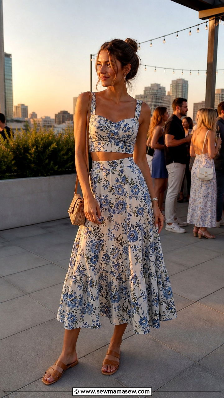 Two Piece Skirt Set With Crop Top - 40 Summer outfit inspiration