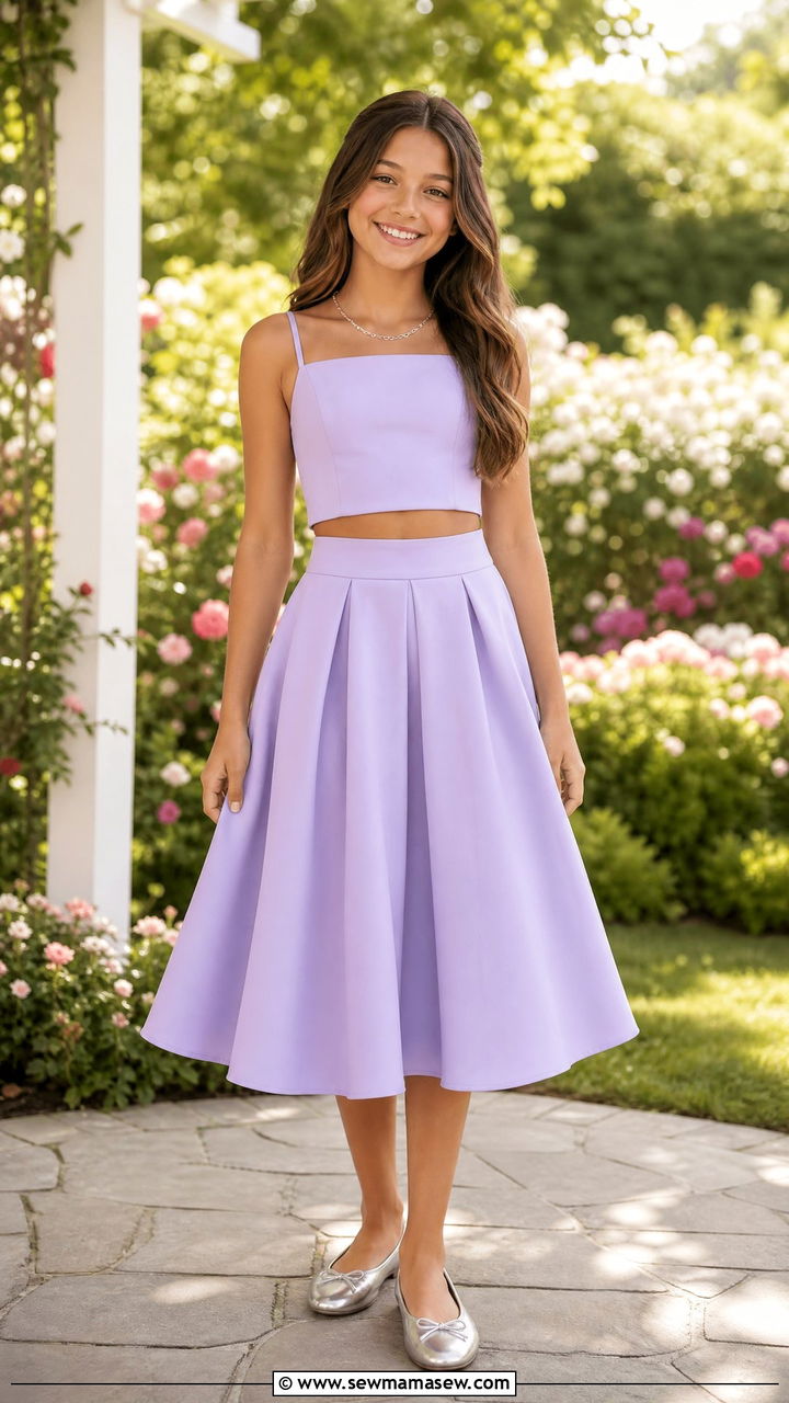 Two Piece Skirt Set With Flats - 20 5th grade graduation outfit ideas