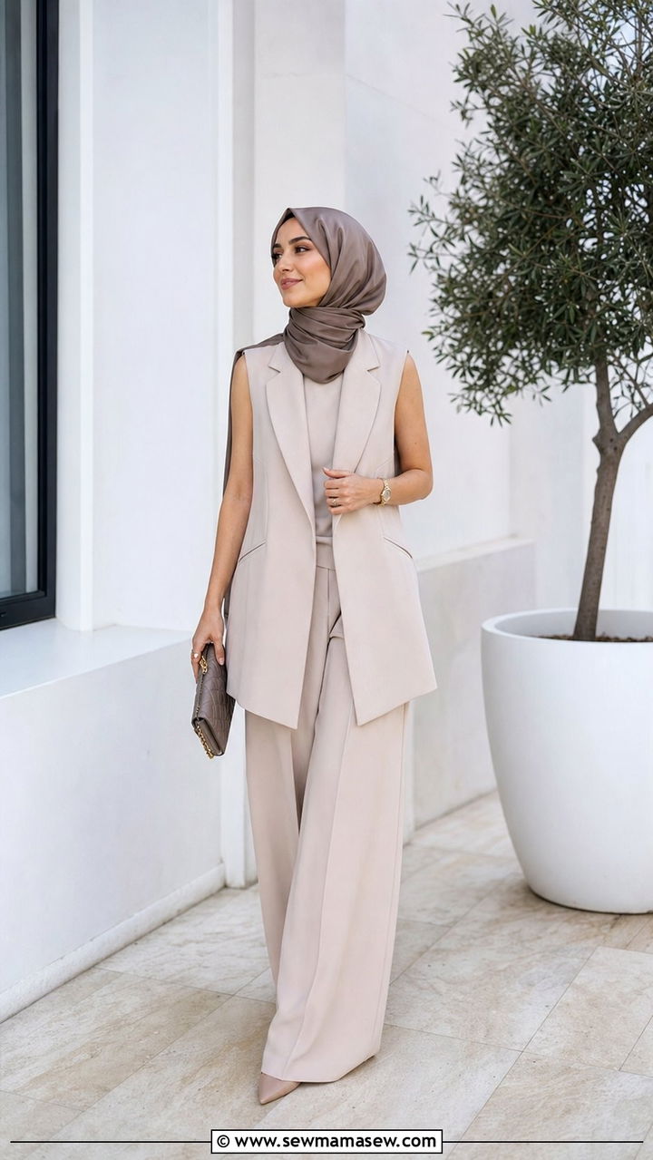 Two Piece Tailored Trousers and Vest Set - 25 Eid matching set outfit ideas