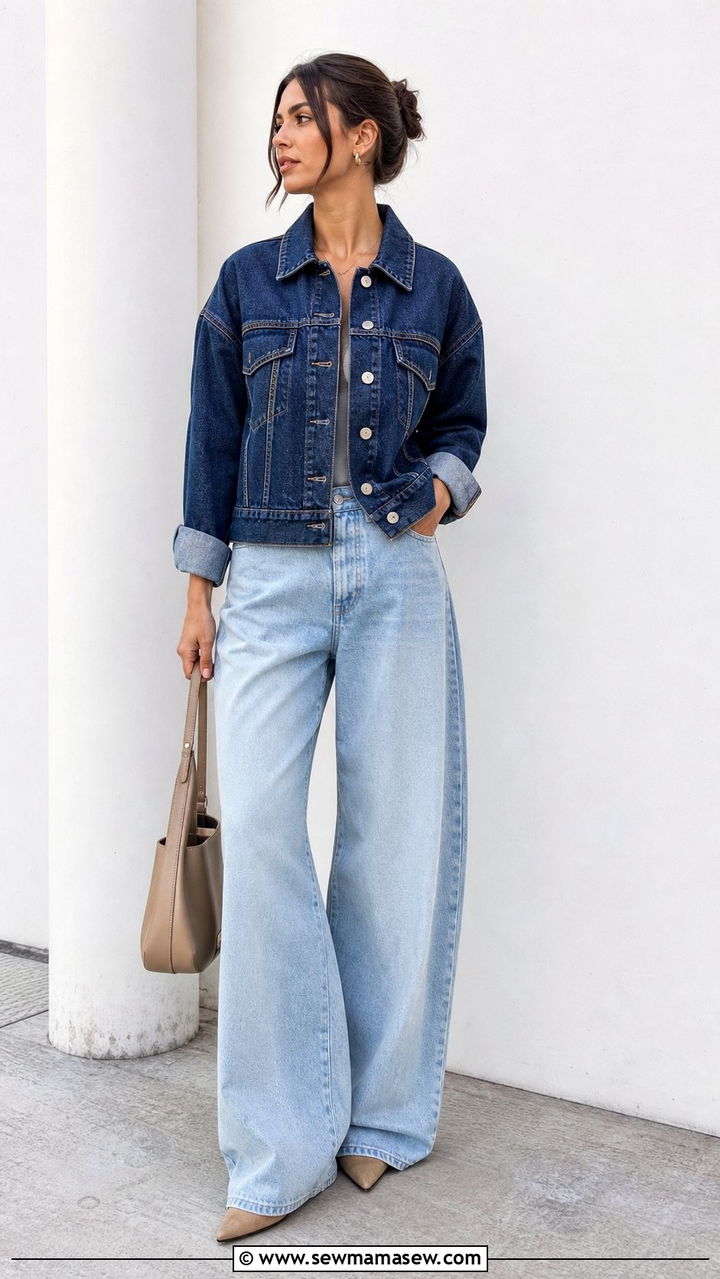 Two Tone Denim Outfit - 35 Canadian tuxedo outfit ideas