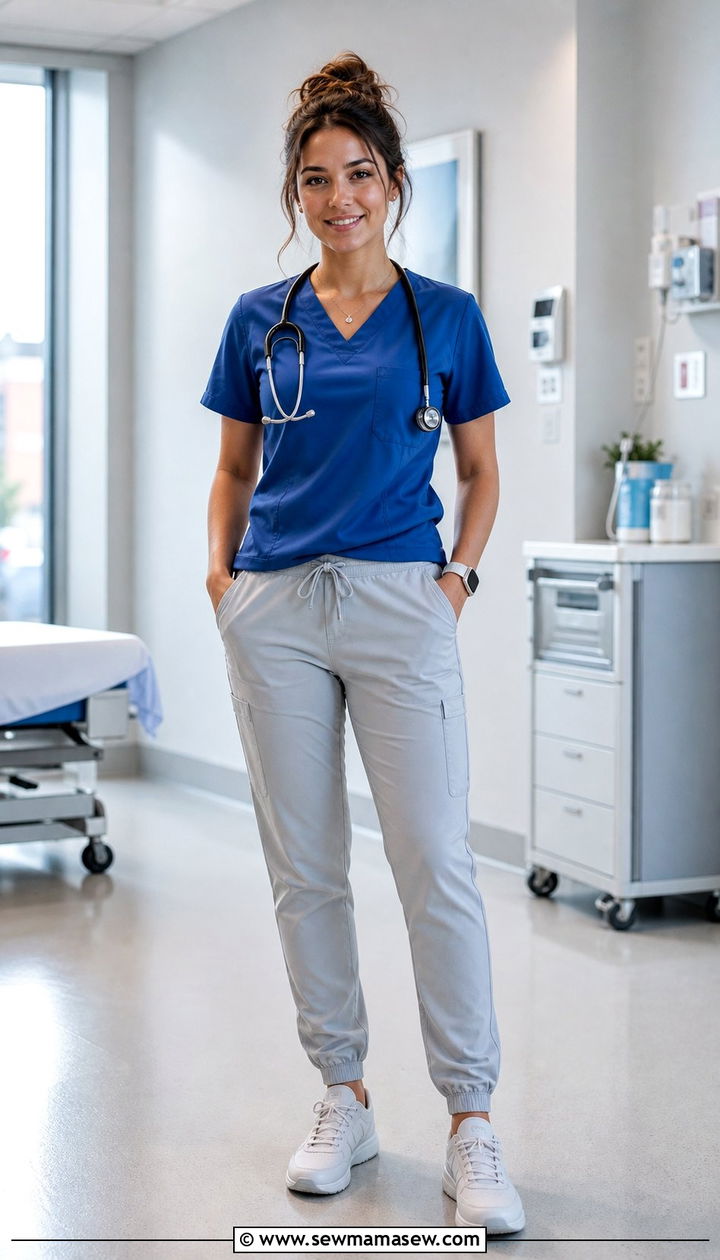 Two Tone Scrub Outfit With Color Blocked Details - 25 Summer nurse outfits