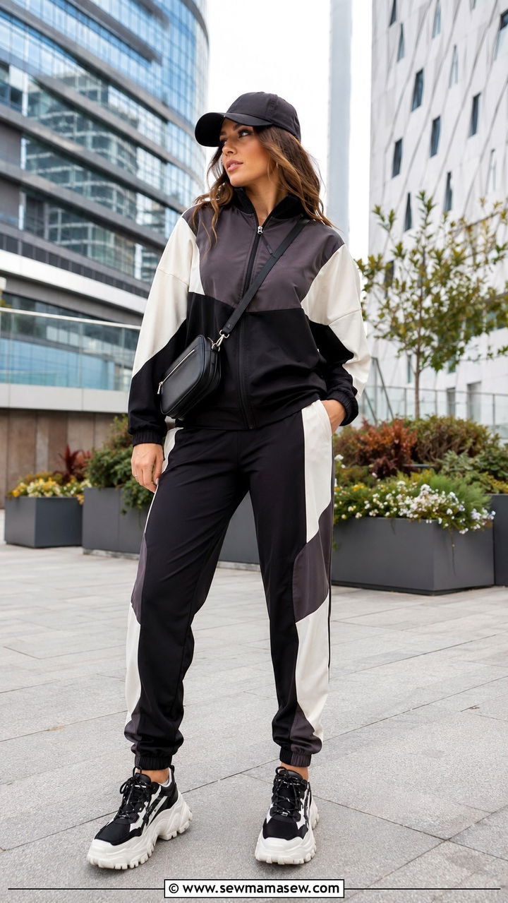 Two Tone Tracksuit With Platform Trainers - 30 Track suit matching set outfit ideas