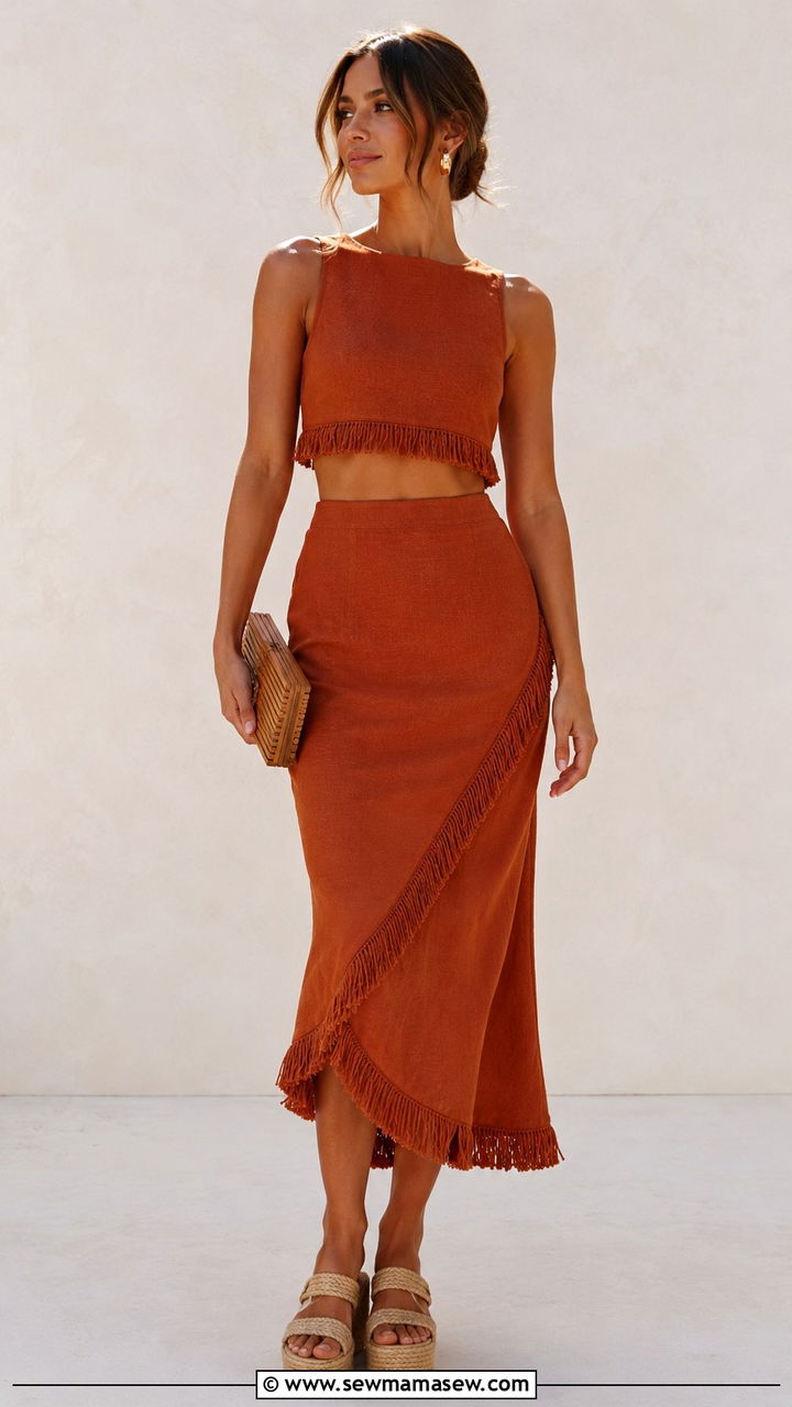 Two piece boho set with fringe details - 25 Boho chic clothing ideas 2026
