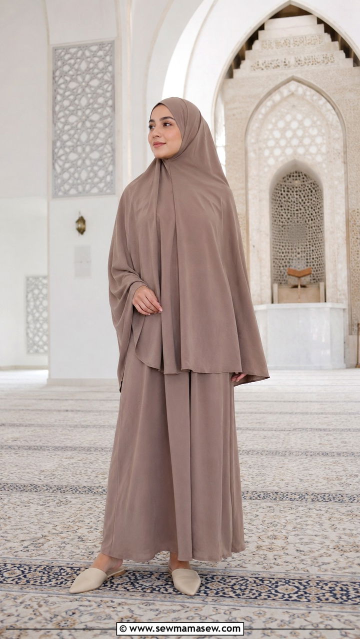 Two piece jilbab set with integrated khimar - 20 Modest outfit ideas for mosque visit