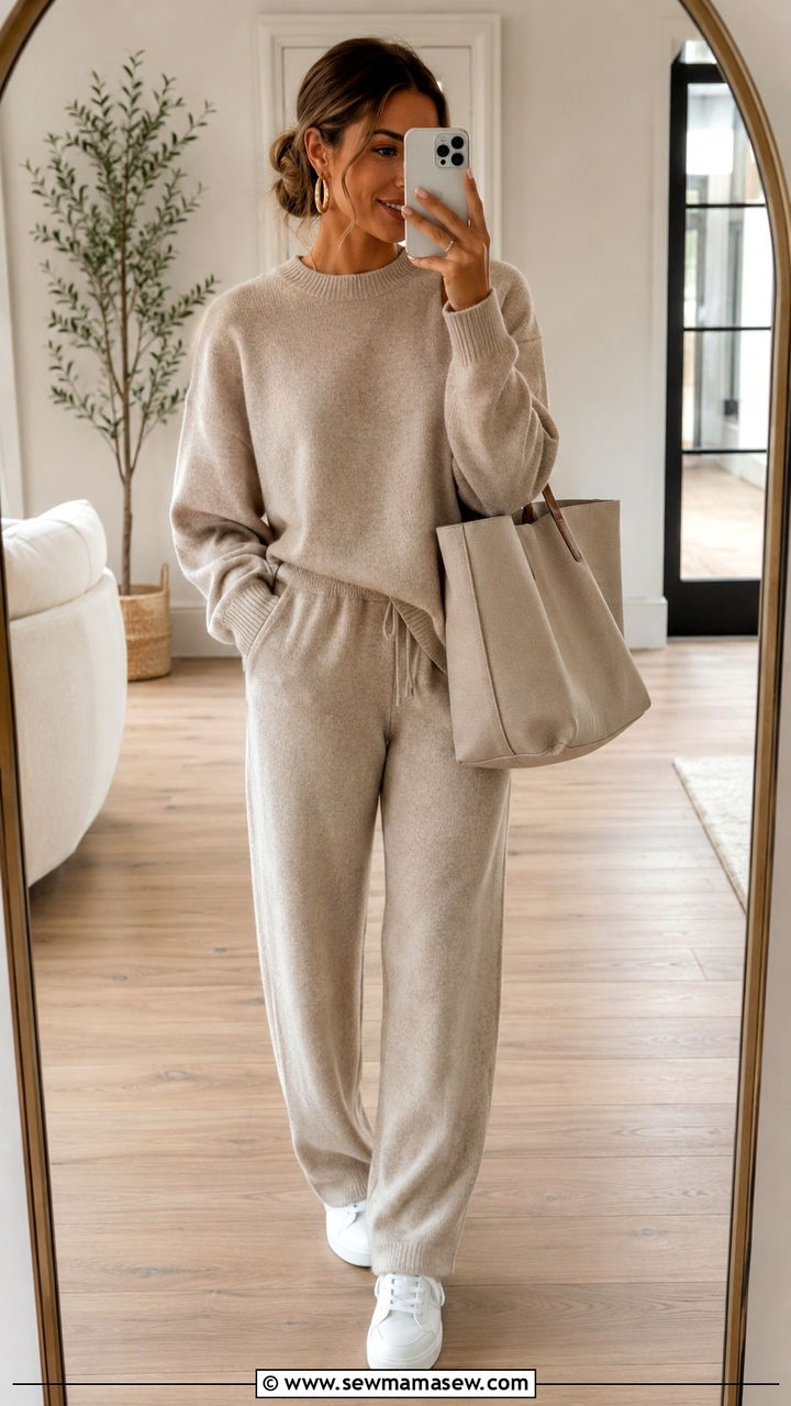 Two piece knit lounge set outfit - 30 Pinterest outfits for women